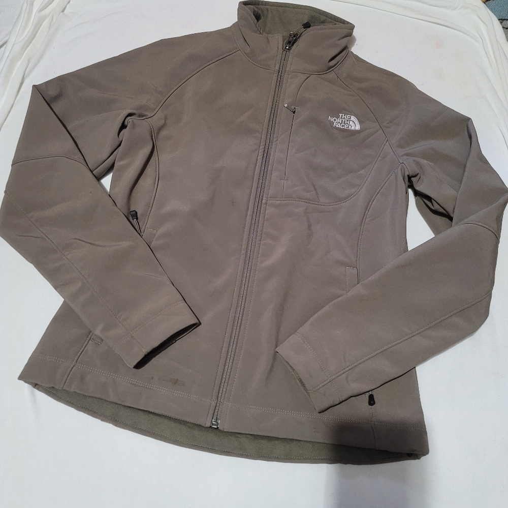 the north face hard shell winter jacket coat neutral tan/brown Beige